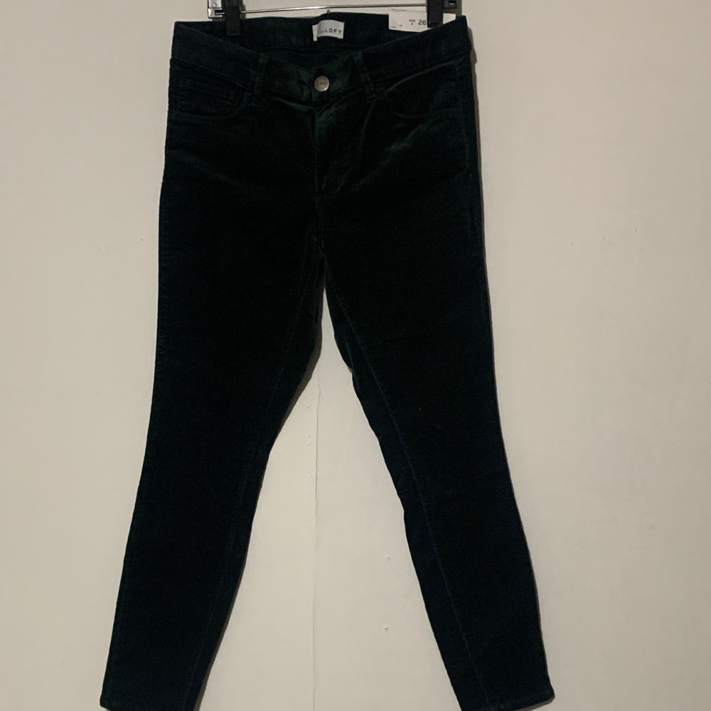 LOFT Dark Green Skinny Corduroy Jeans NWT